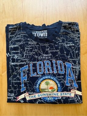 American Crown Florida Map All Over Print Tee L